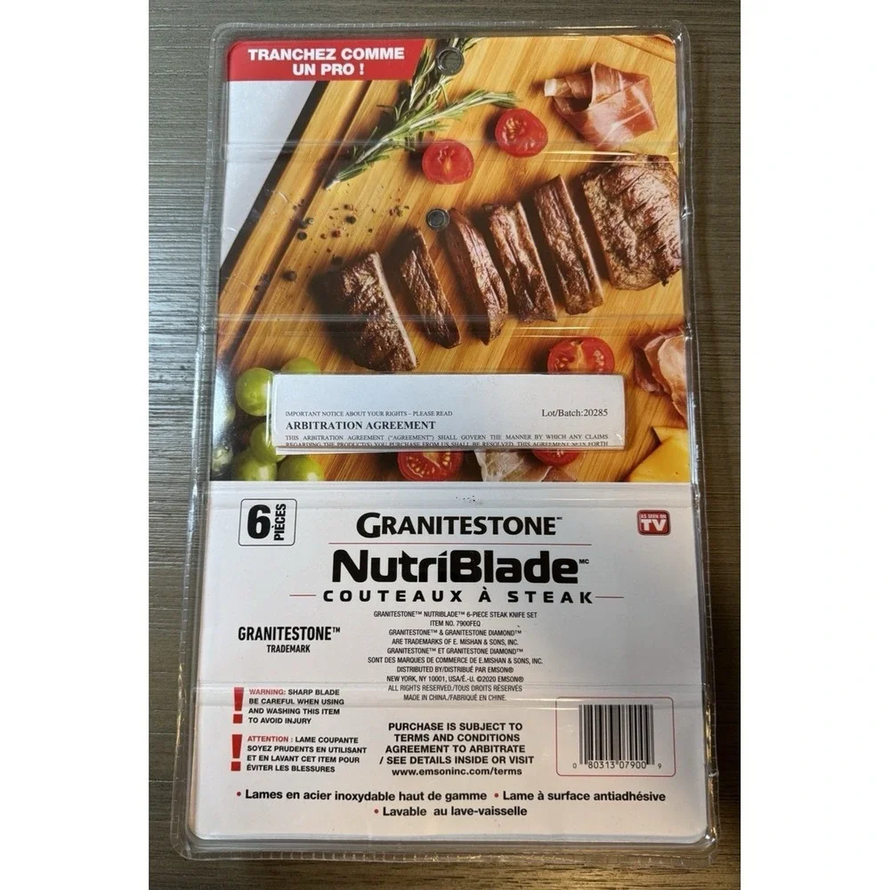 Granitestone NutriBlade 6-Piece Steak Knife Set Stainless Steel Non-Stick NEW